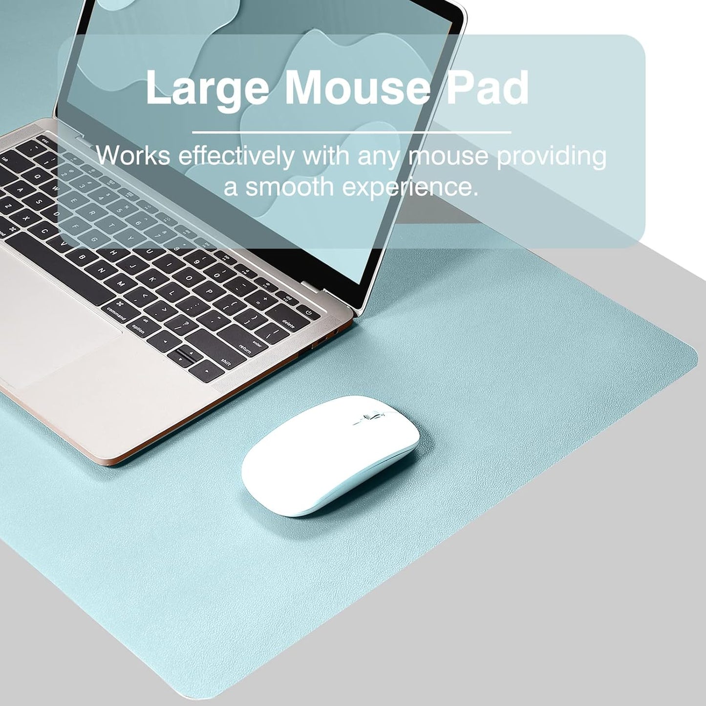 Dual Sided Desk Pad, Large Desk Mat, Waterproof Desk Blotter Protector Mouse Pad, Leather Desk Pad Large for Keyboard and Mouse (24" X 14", Blue/Silver)