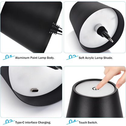 Wireless Bottle Table Lamp Touch Control of 3 Colors and Stepless Dimming Night Lamp Suitable for Bar Wine Bottles Desk Lights