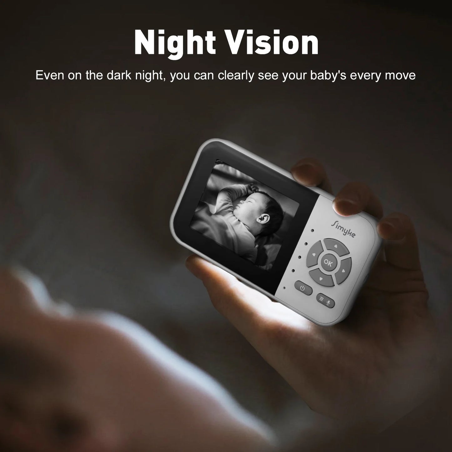 Wifi Video Baby Monitor, 2.8" LCD & App Viewing, 2-Way Audio, Night Vision, VOX, 5 Lullabies, Supports 4 Cameras, 1200Ft Range, Home Use
