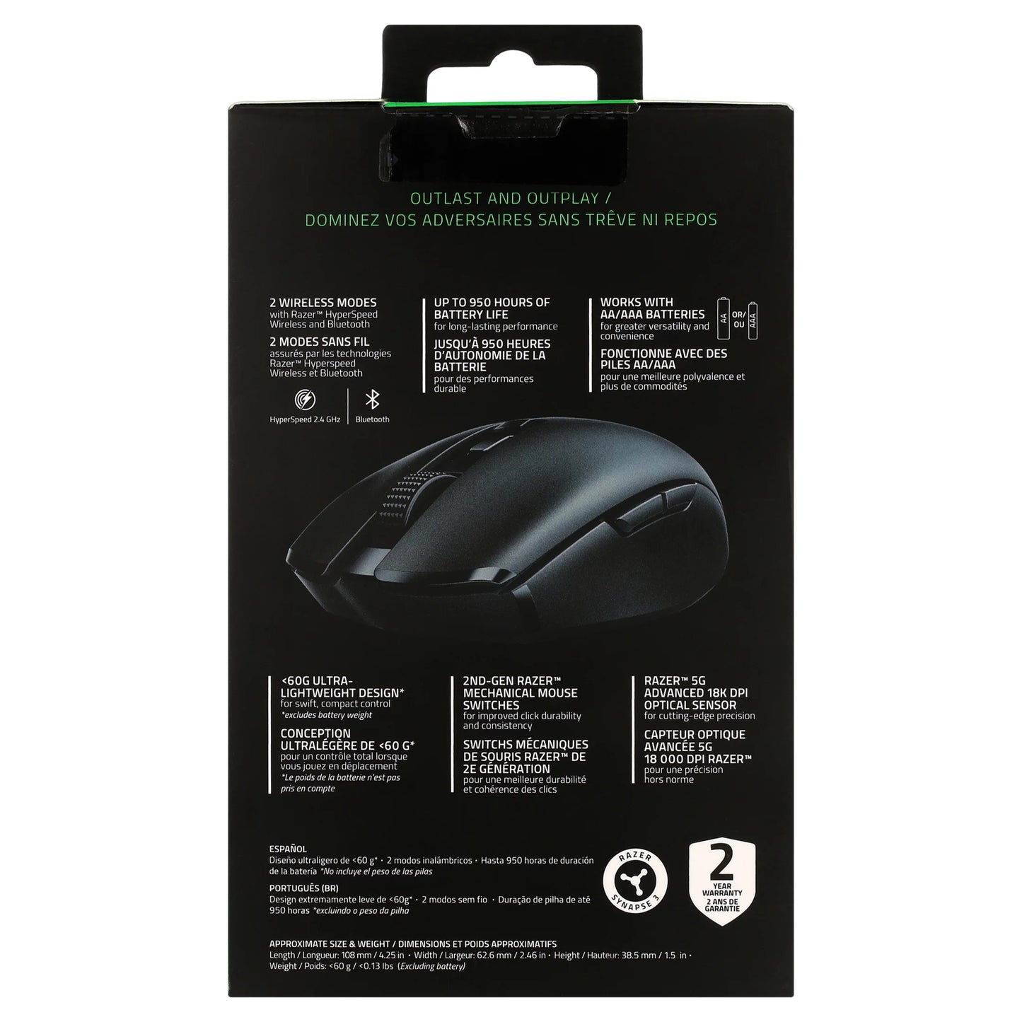 RZ0103730100R3U1 Orochi V2 Wireless Optical Gaming Mouse - Black