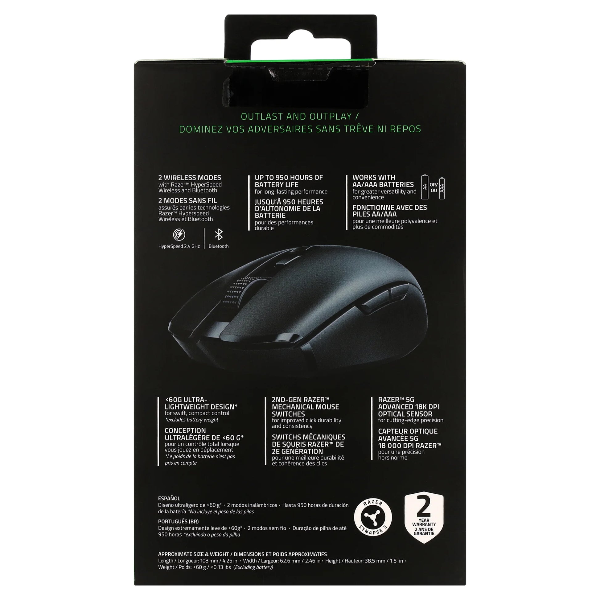 RZ0103730100R3U1 Orochi V2 Wireless Optical Gaming Mouse - Black