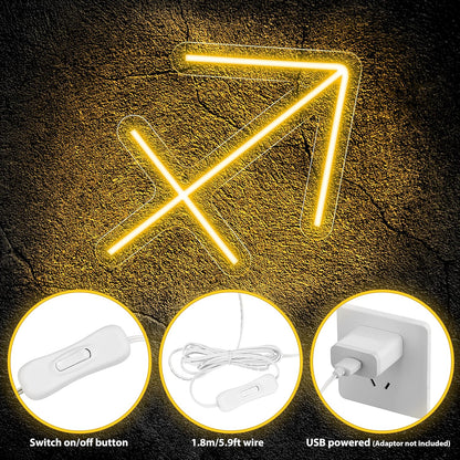 Neon Sign Sagittarius Zodiac Led Signs - Astrology Neon Wall Signs, Neon Lights for Bedroom - Zodiac Themed Neon Decor Birthday Gift (11.4 X 11 Inch)