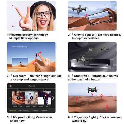 4K Mini Foldable Drone for Kids, Drone with Camera, RC Drone with Altitude Hold 3D Flips and Headless Mode Easy to Fly