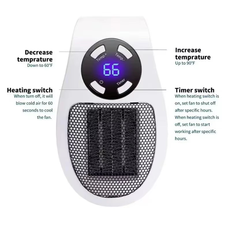 Portable Heater Electric Heater 350W Convenient Room Heater Remote Control Wall Mounted Heater Winter Heating Home Appliance