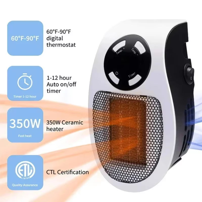 Portable Heater Electric Heater 350W Convenient Room Heater Remote Control Wall Mounted Heater Winter Heating Home Appliance
