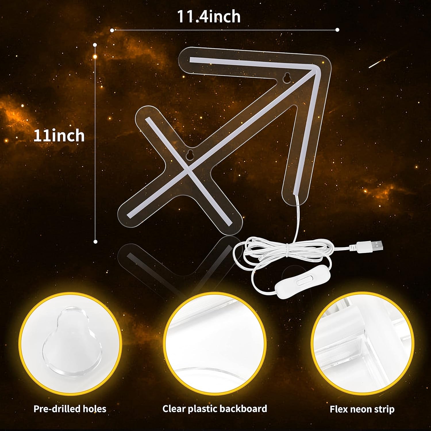 Neon Sign Sagittarius Zodiac Led Signs - Astrology Neon Wall Signs, Neon Lights for Bedroom - Zodiac Themed Neon Decor Birthday Gift (11.4 X 11 Inch)