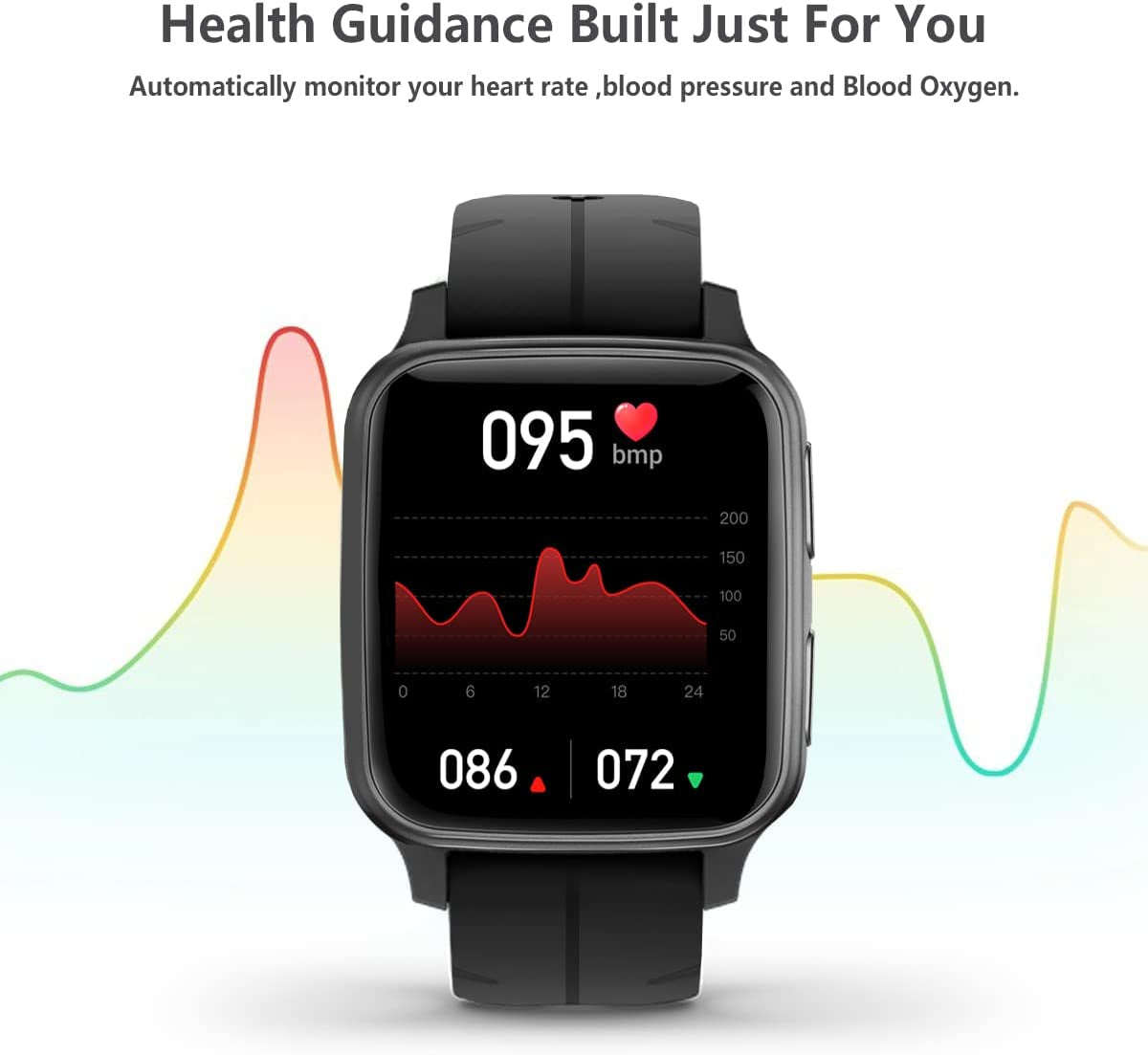 Fitness Tracker, Smart Watch with 24/7 Blood Pressure Heart Rate and Blood Oxygen Monitor, Sleep Tracker with Calorie Step Counter, IP68 Waterproof Activity Tracker for Women Men Android Ios